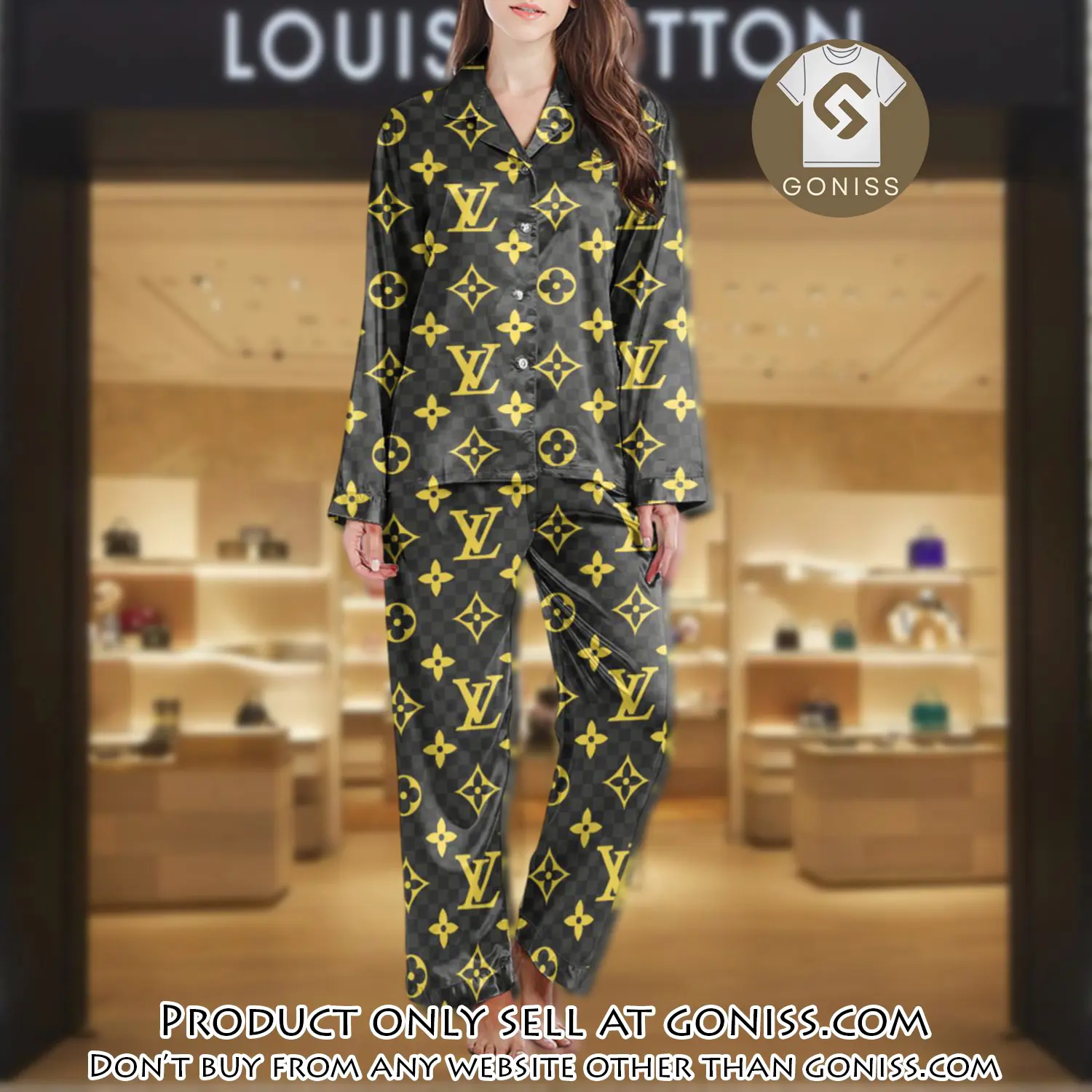 Lv monogram long satin pajama set pjs1015 gn1214516